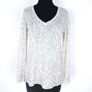 Vineyard Vines Superfine Merino Wool Animal Print V-Neck Sweater, size XS